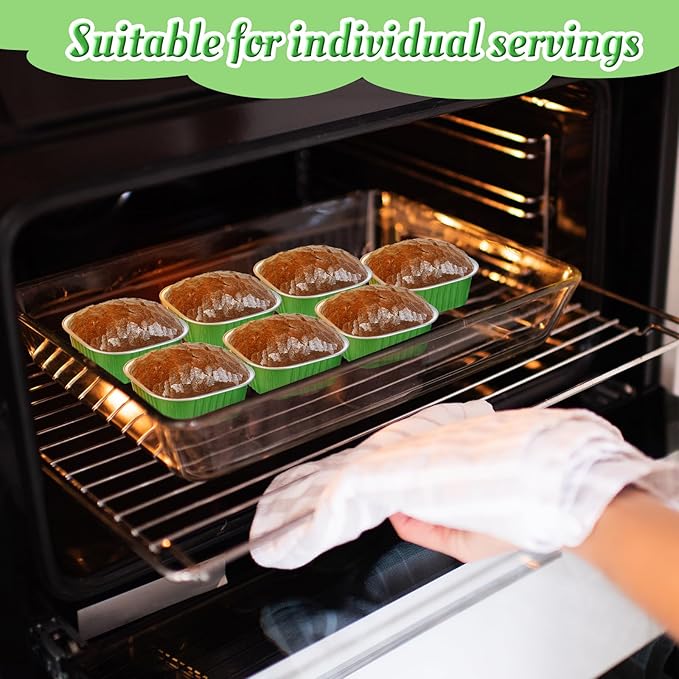 Aoriher 150 Pieces 10 oz Mini Cake Pans with Lids Aluminum Foil Baking Cups Square Disposable 4" x