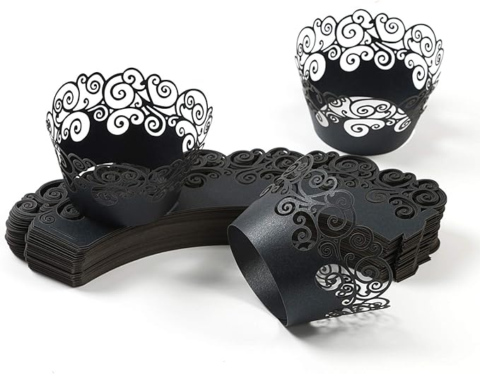 Cupcake Wrappers, KPOSIYA 100 Pack Cupcake Wraps Filigree Artistic Bake Cake Paper Cup Little Vine