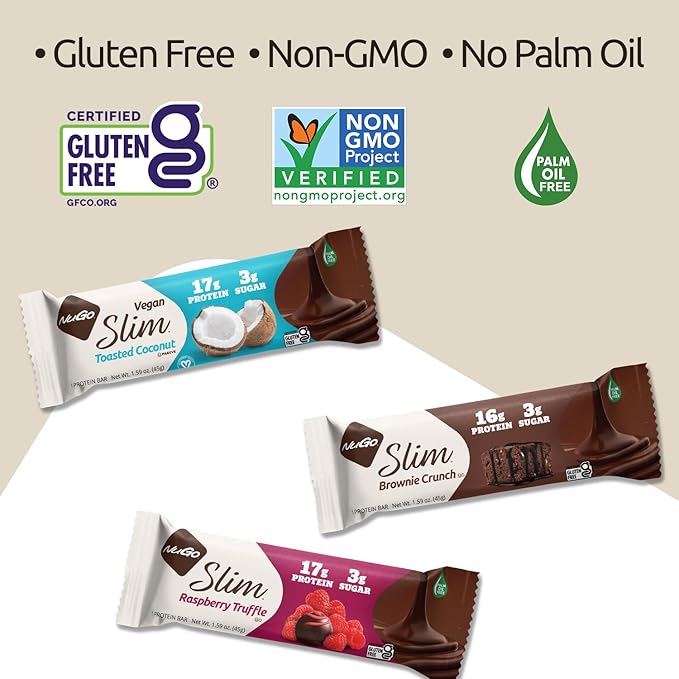 Nugo Slim Dark Chocolate Brownie Crunch, 16g Protein, 2g Sugar, 7g Fiber, Low Net Carb, Keto