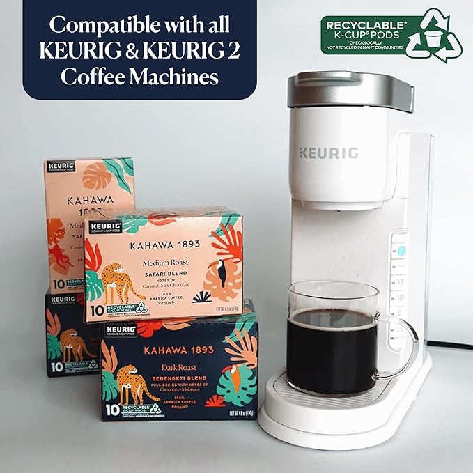 Kahawa 1893 Dark Roast Coffee K-Cup Pods Serengeti Blend (20 Count) - As Seen on Shark Tank, Low
