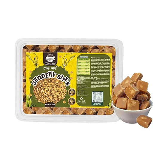 Danodia Foods Organic Snackable Jaggery Bites 1 lb (450g), Pure & Natural, No Additives Sweetener
