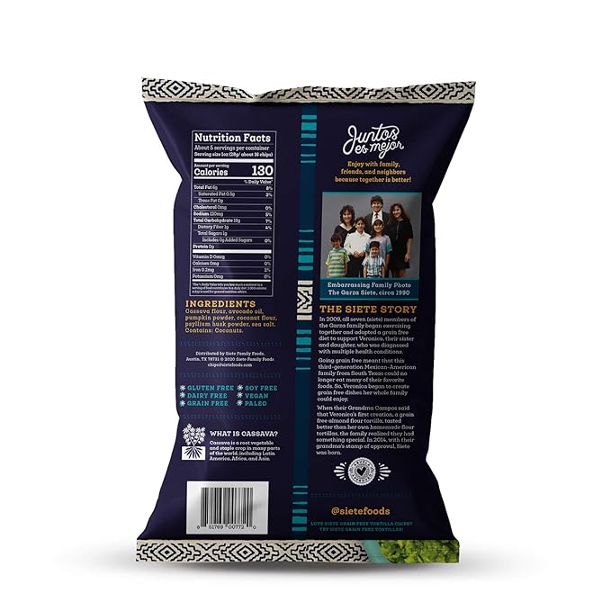 Siete Grain Free Tortilla Chips | Gluten Free Chips | Paleo & Vegan Snacks | Non GMO | Dip Chip, 5