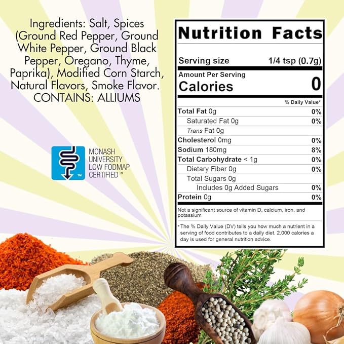 Smoke n Sanity Cajun Creole - Certified Low FODMAP Seasonings - Gluten Free - Certified Kosher