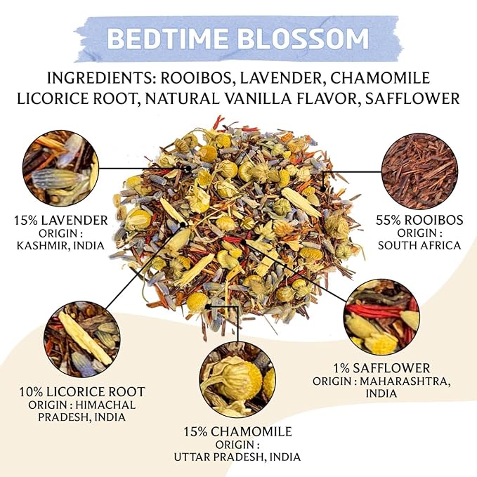 BREWIX, Bedtime Blossom Calming Tea For Sleep (50+ Cups) Herbal All Natural | Supports a Good