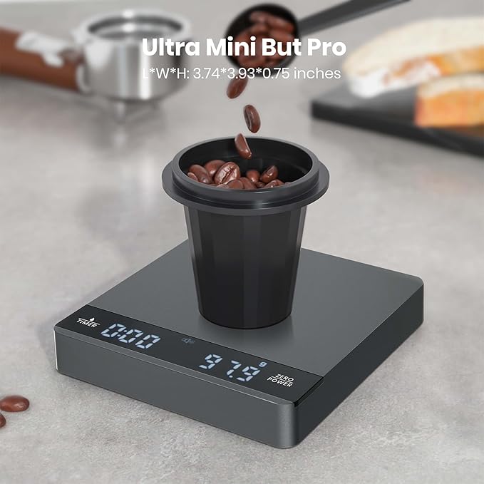 Mini Coffee Scale with Timer, Maestri House Rechargeable Espresso Scale, 2kg/0.1g Accurate Scale