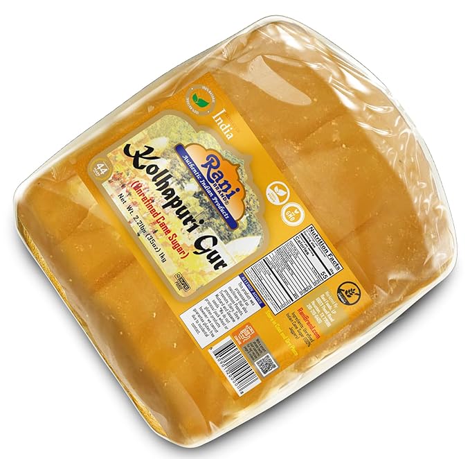 Rani Kolhapuri Gur (Jaggery) 35oz (2.2bs) 1kg ~ Unrefined Cane Sugar, No Color added, Gluten