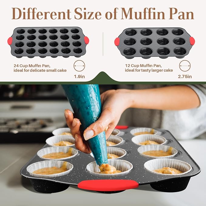 11-Piece Nonstick Stackable Baking Pans Set, Toxin-Free Bakeware Sets, Baking Pan Set with Silicone