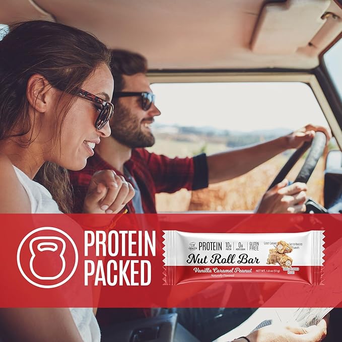 Genius Gourmet Nut Roll Bars Vanilla Caramel Peanut ??10g Protien, Zero Added Sugar, Gluten Free