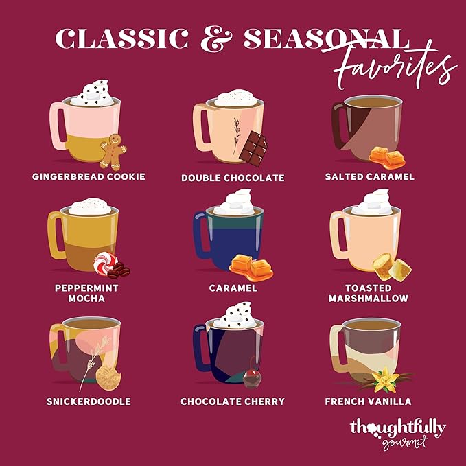 Gourmet Hot Chocolate Gift Set, Flavors Include Salted Caramel, Peppermint, French Vanilla and