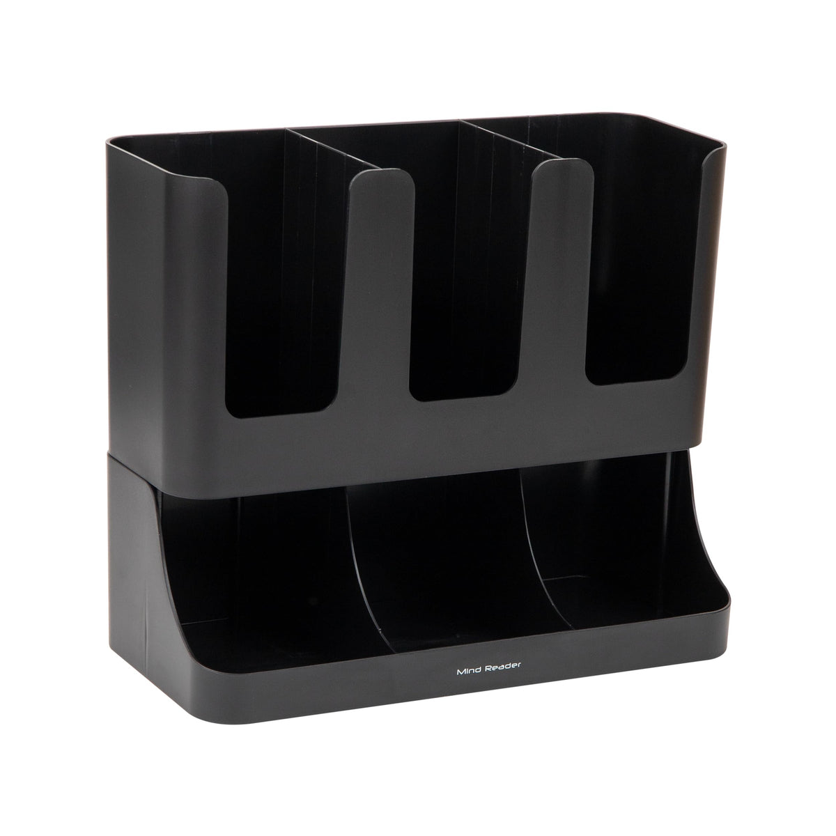 Mind Reader Condiment Station, 13 Inch Countertop Coffee Bar Organizer with 6 Compartments, Storage