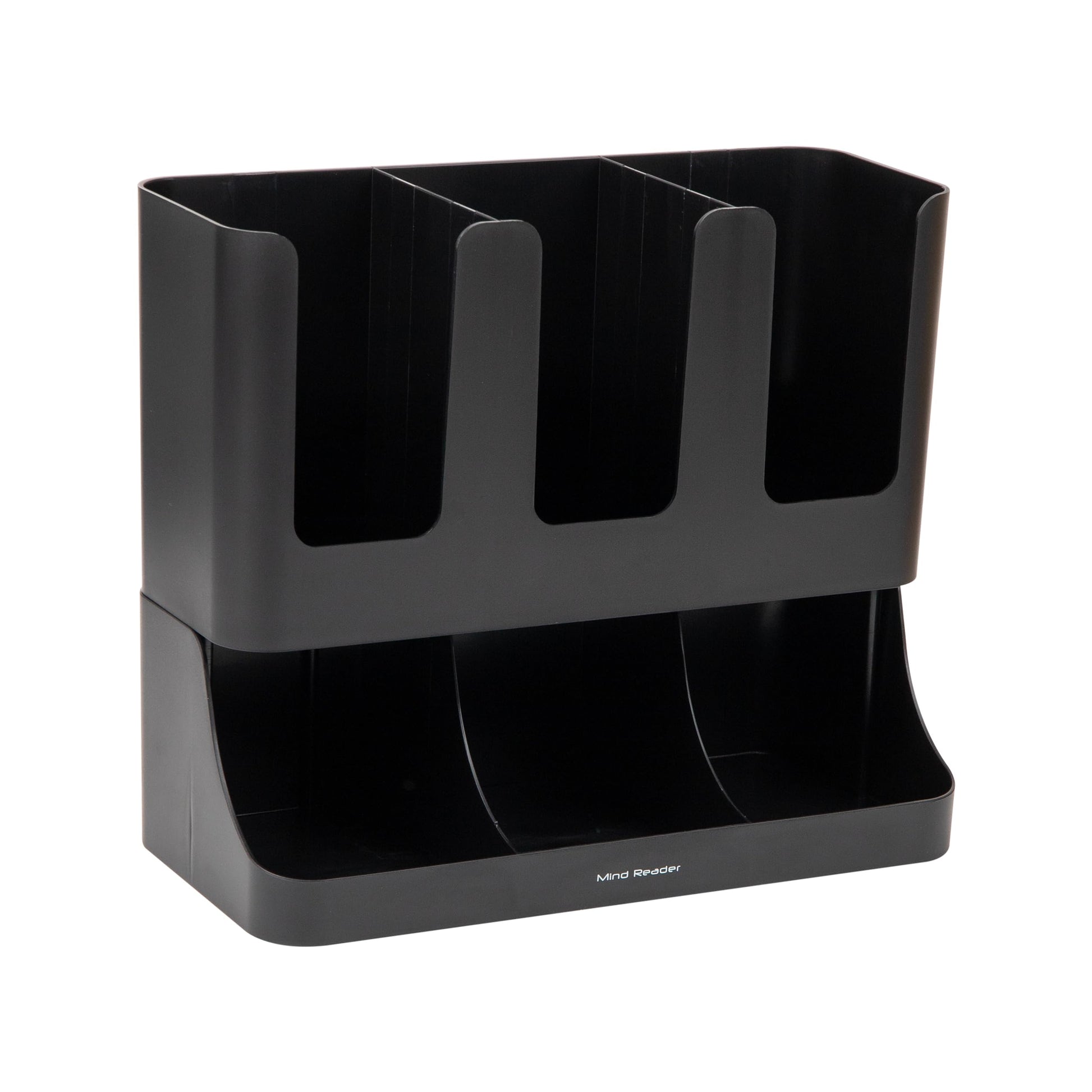 Mind Reader Condiment Station, 13 Inch Countertop Coffee Bar Organizer with 6 Compartments, Storage