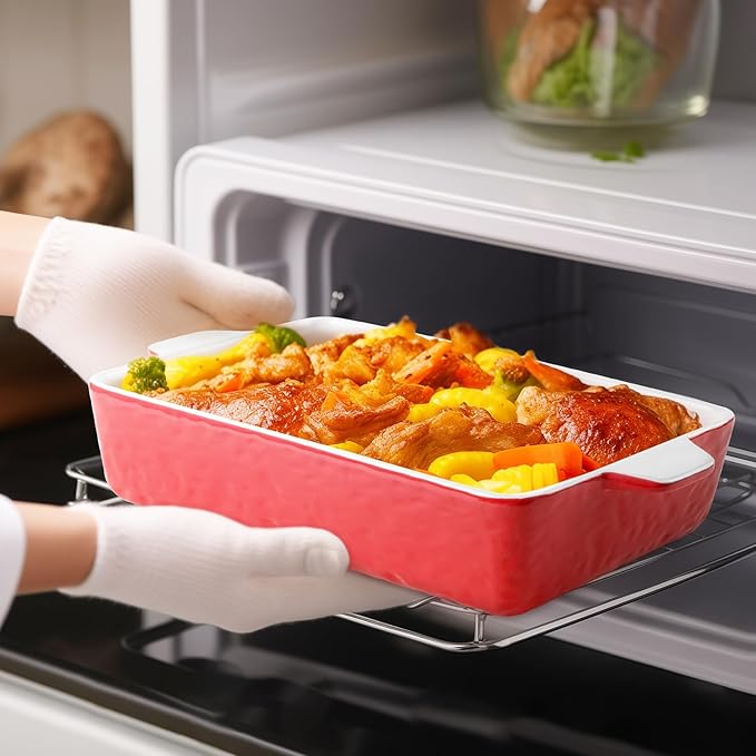 Casserole Dishes for Oven, Ceramic Baking Dishes, Lasagna Pan with Handles, Porcelain Baking Pan