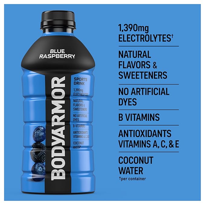 BODYARMOR Sports Drink Sports Beverage, Blue Raspberry, Coconut Water Hydration, Natural Flavors