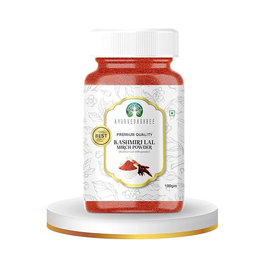 AYURVEDASHREE Kashmiri Chilli Powder (Deggi Mirch, Low Heat) Ground Indian Spice 100gm PET Jar |