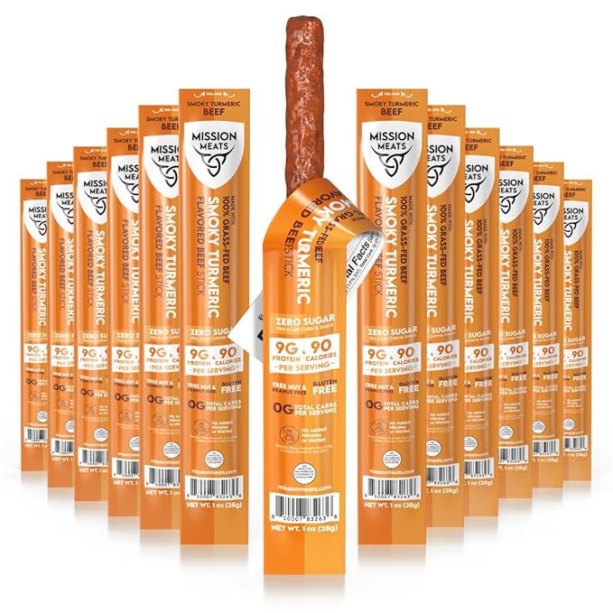 Mission Meats Beef Sticks – 100% Grass Fed & Pasture Raised, Sugar Free, Individually Wrapped