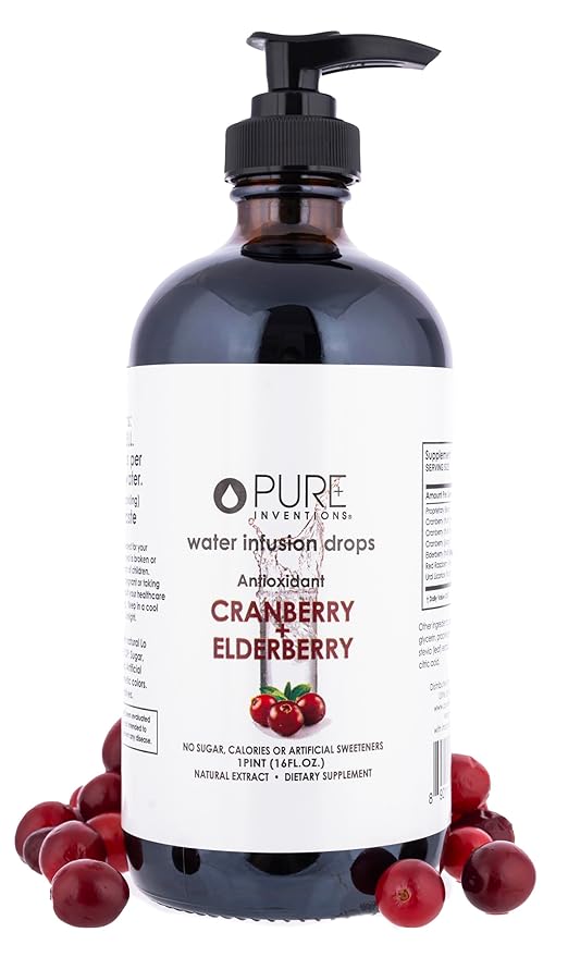 Pure Inventions - Cranberry & Elderberry Water Infusion Drops - Antioxidants & Electrolytes -Health