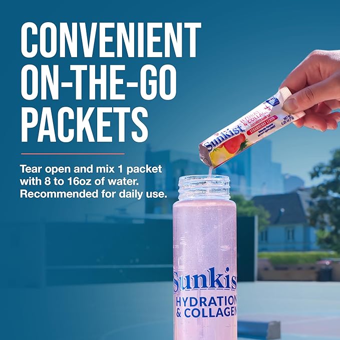 The Frozen Bean Sunkist Collagen Drink Mix - Hydration Strawberry Lemon Electrolyte Drink for Women