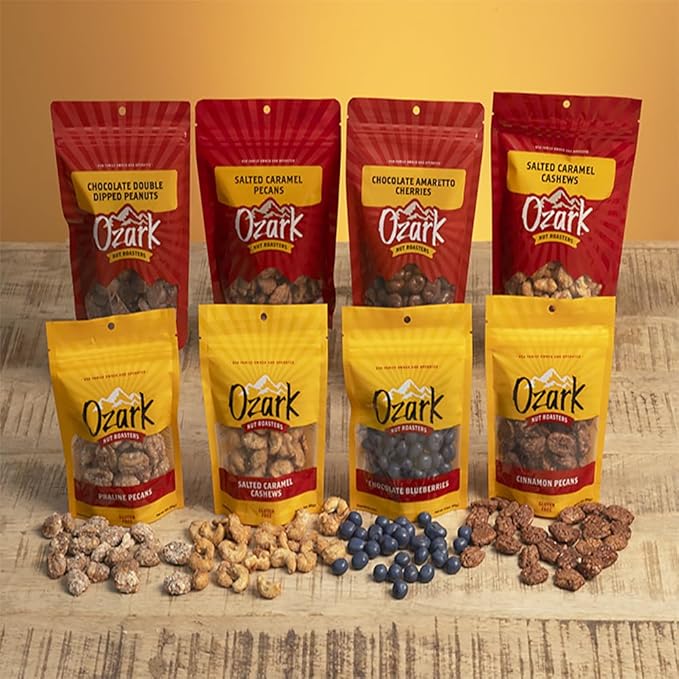 OZARK NUT ROASTERS, Salted Caramel Cashews, Flavored Snack Nuts, Gluten-Free Gourmet Candied