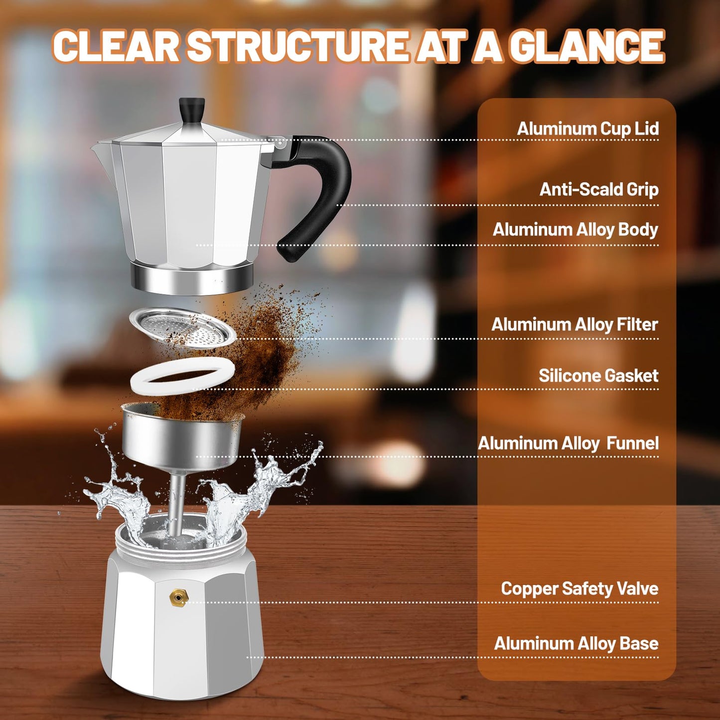 DITOSH 3 Cup Aluminum Espresso Stovetop Moka Pot Express Coffee Maker Percolator Italian Classic