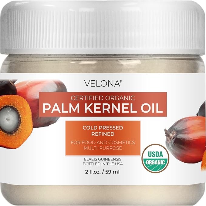 velona USDA Certified Organic Palm Kernel Oil - 2 Fl Oz | 100% Pure and Natural Carrier Oil |