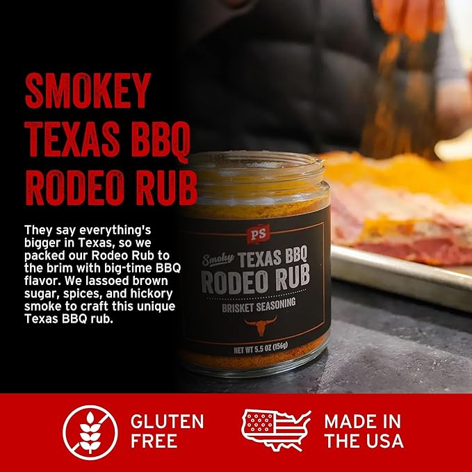 PS Seasoning Texas-Style Brisket Rodeo Rub - Dry BBQ Rubs and Spices for Grilling, Smoking