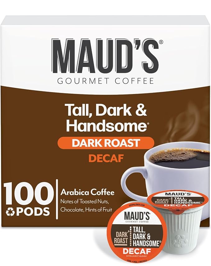 Maud's Decaf Dark Roast Coffee Pods, 100 ct, Decaffeinated Recyclable Single Serve Pods – 100%