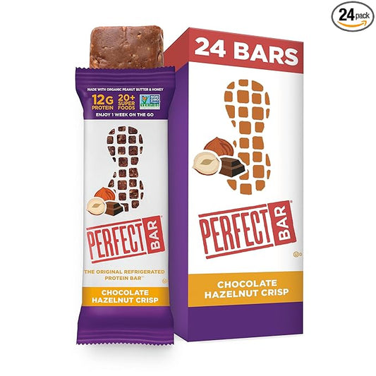Perfect Bar Original Refrigerated Protein Bar, Chocolate Hazelnut Crisp, 2.3 Ounce Bars, 8 Count