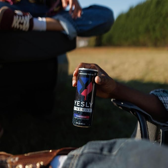 Yesly Energy Drink, Mixed Berry, Naturally Flavored Sparkling Energy Drink With Electrolytes