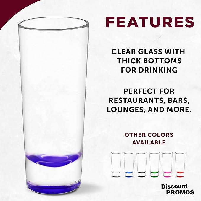DISCOUNT PROMOS Cordial Shooter Shot Glasses 2 oz. Set of 10, Bulk Pack - Great for Birthdays