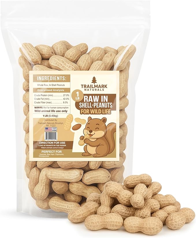 1 LB - Raw Peanuts For Squirrels, Raw In Shell Peanuts For Birds and Wildlife- Squirrel Food, Wild