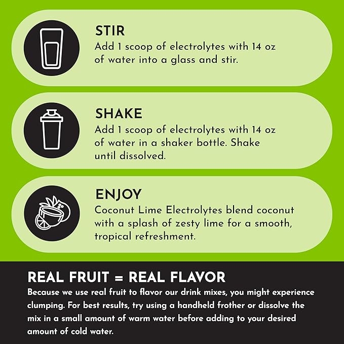 Coconut Lime Electrolytes ??30?‘Serving Hydration Drink Mix with Coconut Water, Sea Salt, and Trace