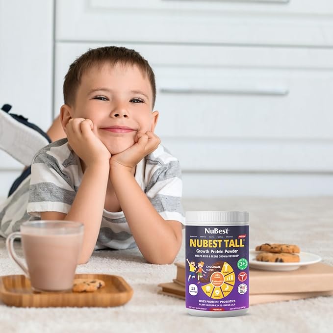 NuBest Tall Protein Powder for Kids & Teens - Chocolate Protein Powder Shake - Protein Drink with