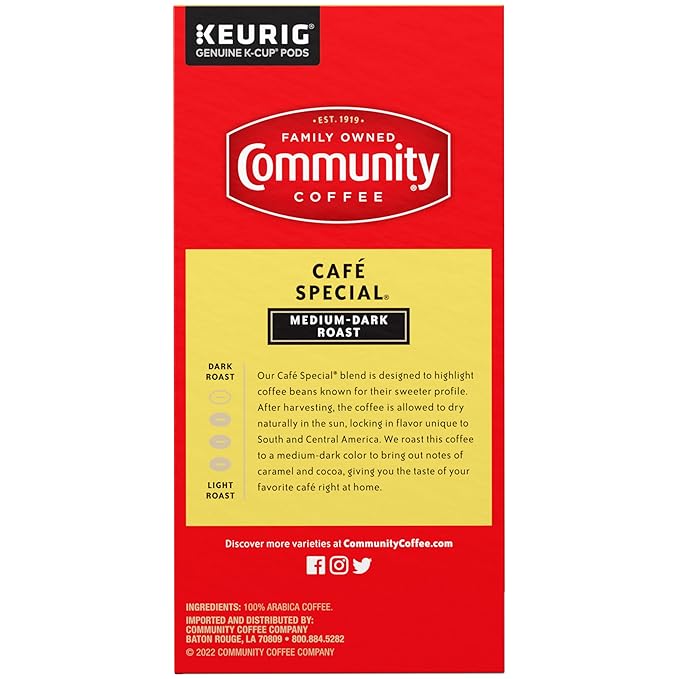 Community Coffee Café Special, Medium-Dark Roast, Single-Serve Keurig K-Cup Pods, 32 Count (Pack of