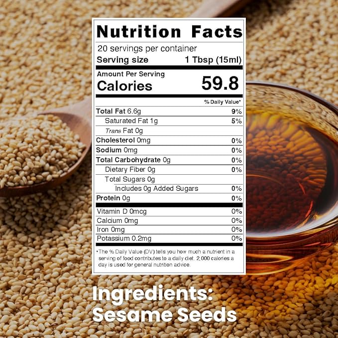 Korean Pure Sesame oil 10.14 fl oz, 100% Roasted Sesame Seed Oil with Rich Nutty Flavor, Made in