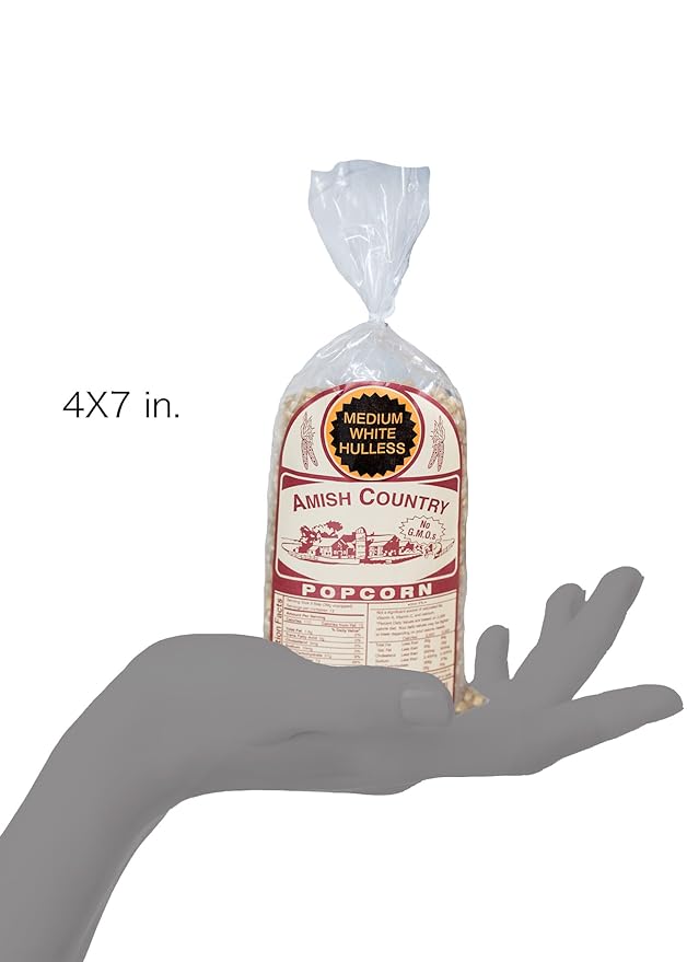 Amish Country Popcorn | 1 lbs Bag | Medium White Popcorn Kernels | Old Fashioned, Non-GMO and