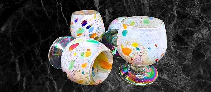 Authentic Mexican Tequila Hand Blown Shot Glasses - Set of 4-2 oz - Mini Glass Snifters - Heavy