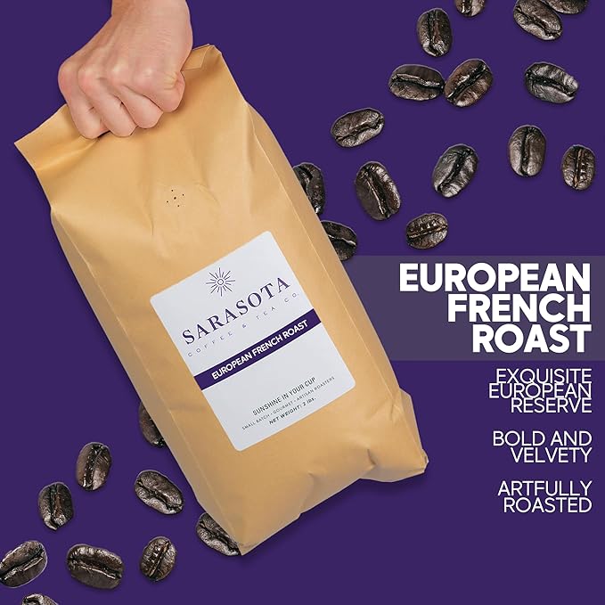 Sarasota Coffee Whole Bean Cubano European French Roast | Dark Roast Gourmet Coffee Beans | Low