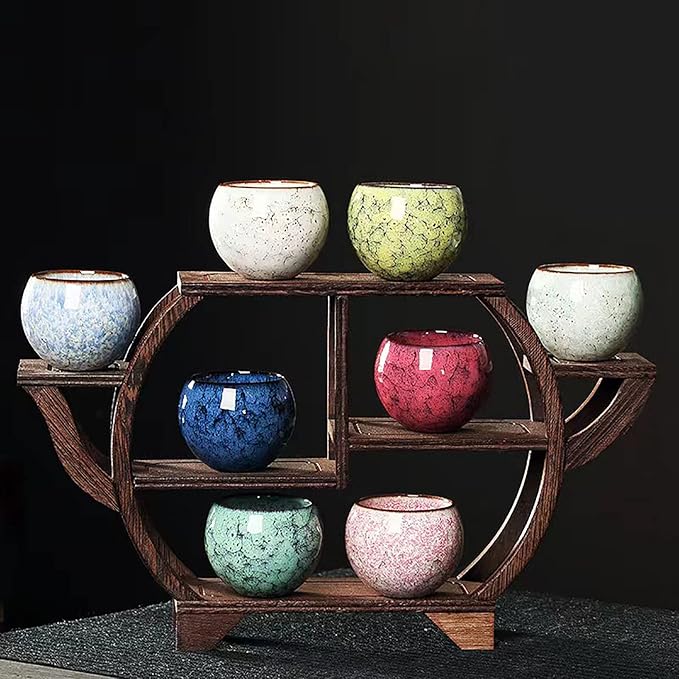 MQjzsh Handmade Chinese Japanese Tea Bowls, Tea Cup Set, 4 Pack, 110ml / 3.7oz for Office, Home