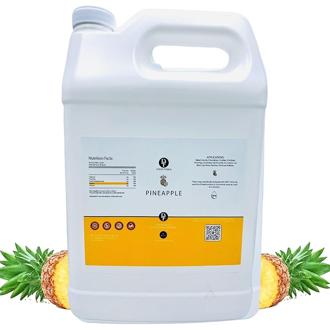 Dolce Flav Pineapple Extract ??1 Gallon Oil-Soluble Kosher, Sugar-Free, Concentrated Tropical