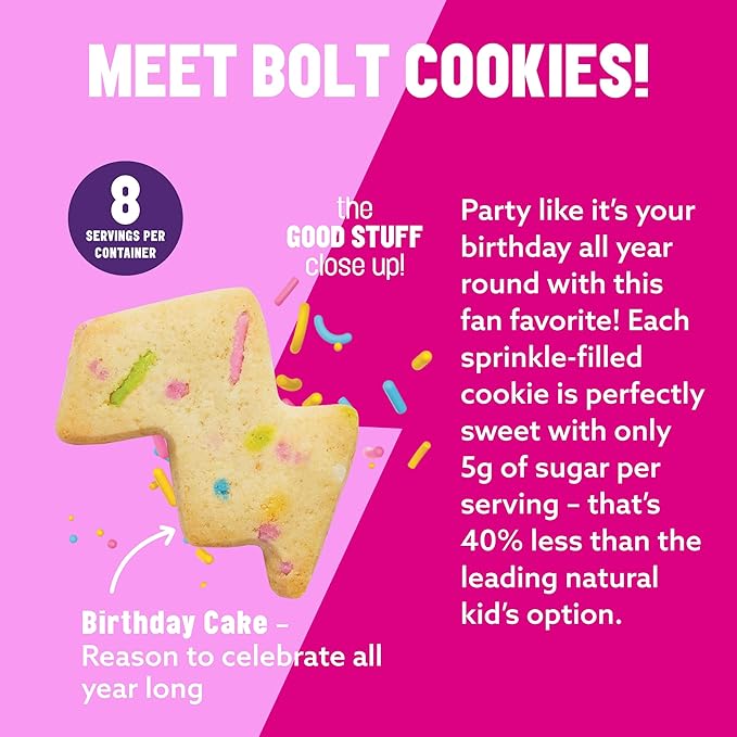 Mavericks Birthday Cake Bolt Cookies - Plant-Based Birthday Cake Confetti Cookies, Egg-Free
