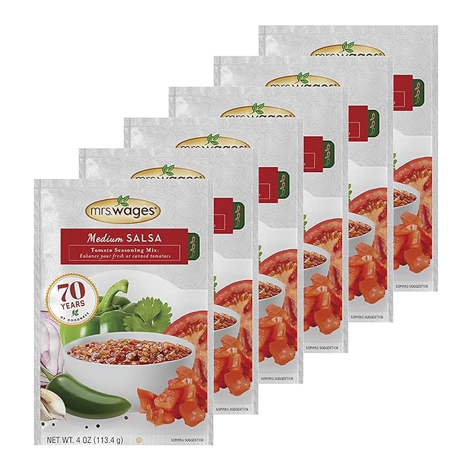 Mrs. Wages Medium Salsa Canning Mix, Easy-To-Use, Simple Homemade Salsa, Flavorful Spice, Enhance