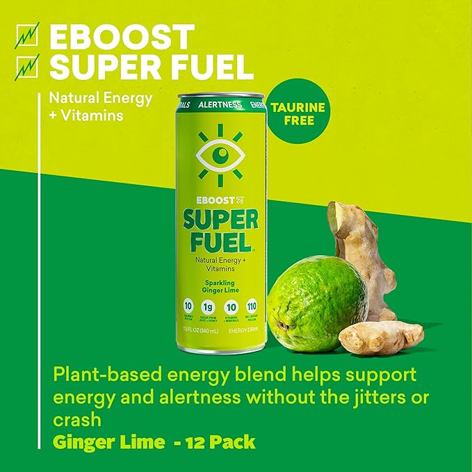 EBOOST Super Fuel Healthy Energy Drink - Caffeine from Natural & Clean Ingredients For Focus and