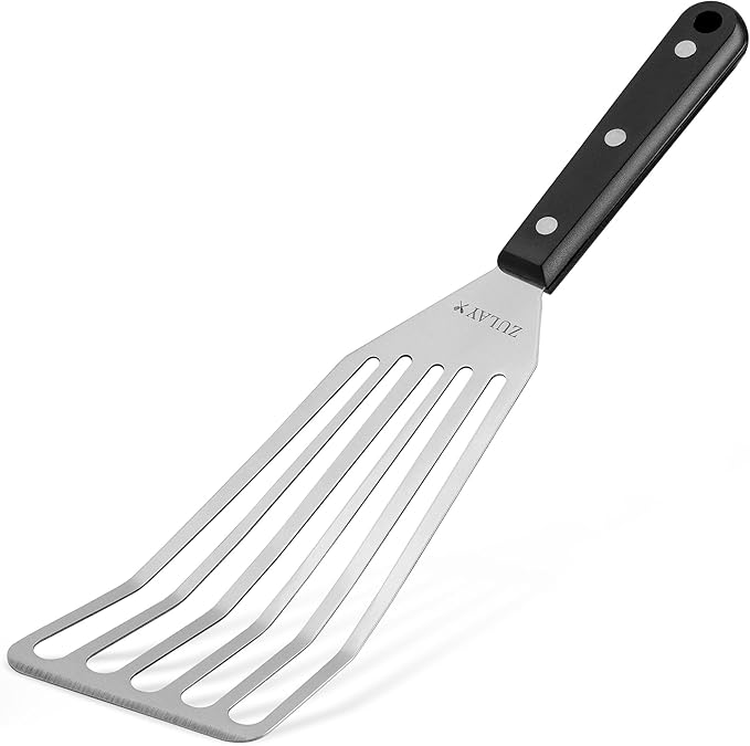 Zulay Kitchen Fish Spatula Stainless Steel - Spatulas for Non-Stick Cookware - Slotted Stainless