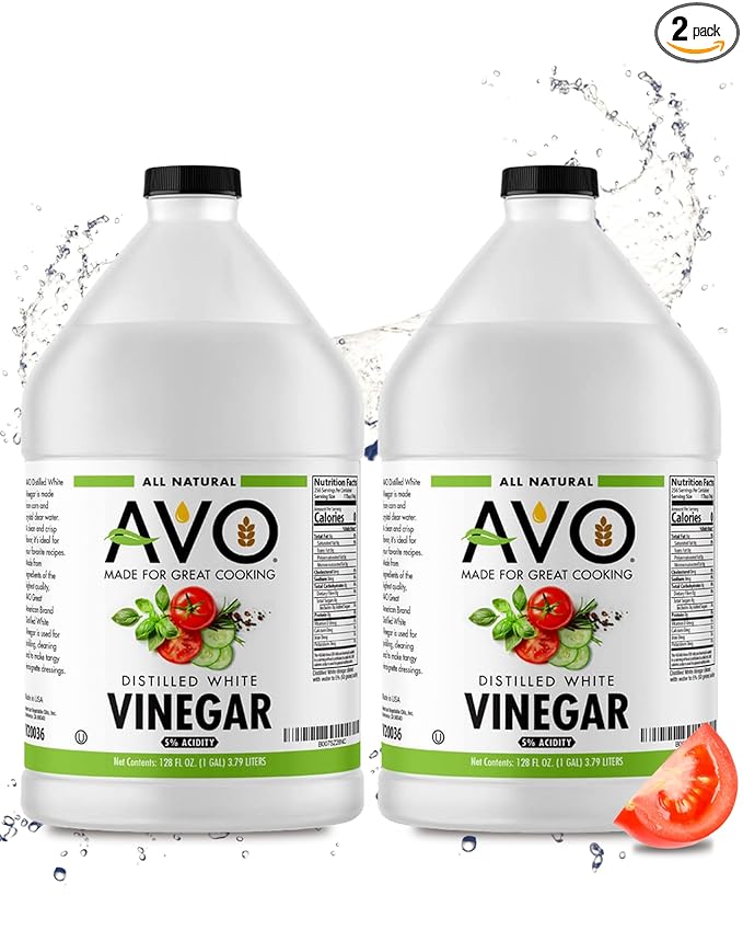 AVO 1 Gallon (128 oz) Pure Natural Distilled White Vinegar - 5% Acidity (2 pack)