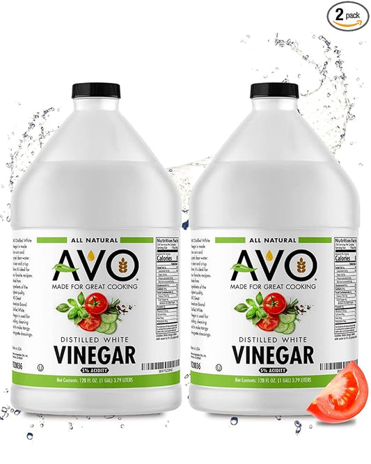 AVO 1 Gallon (128 oz) Pure Natural Distilled White Vinegar - 5% Acidity (2 pack)