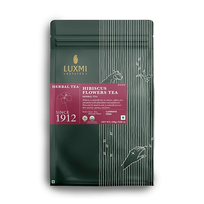 Luxmi Estates - Pure Hibiscus Herbal - Organic Hibiscus Tea - Loose Leaf - 250g (125 cups) | With
