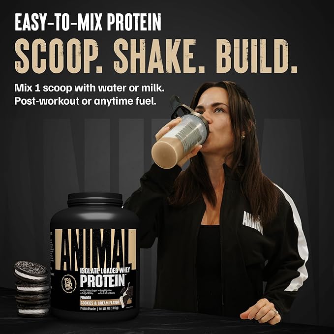Animal Whey Isolate Protein Powder - Loaded for Pre & Post Workout Muscle Builder and Recovery with