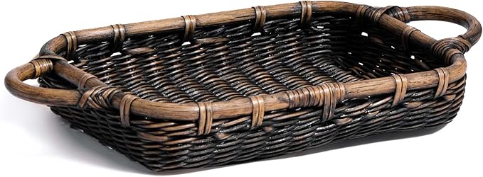 The Basket Lady Wicker Casserole Basket, 3 Quart, Antique Walnut Brown