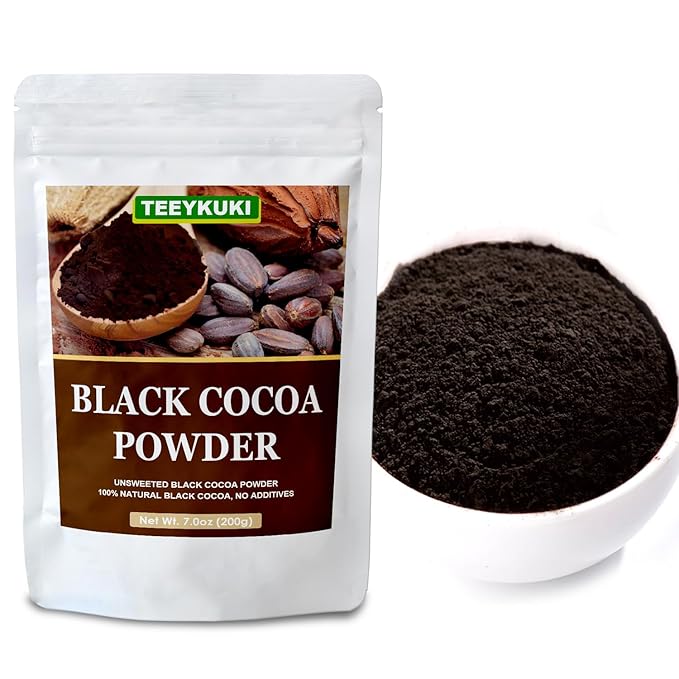 Black Cocoa Powder, 7.0oz(200.0g), Premium Food Grade Black Cocoa Powders for Cooking & Baking