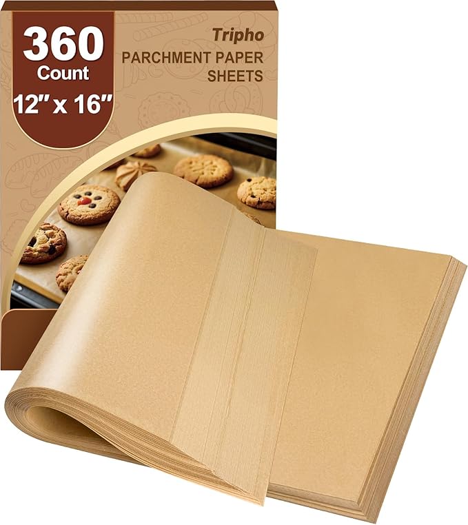 360 Count 12"x 16" Heavy Duty Parchment Paper Sheets for Baking, No-Stick & No-Leak Unbleached